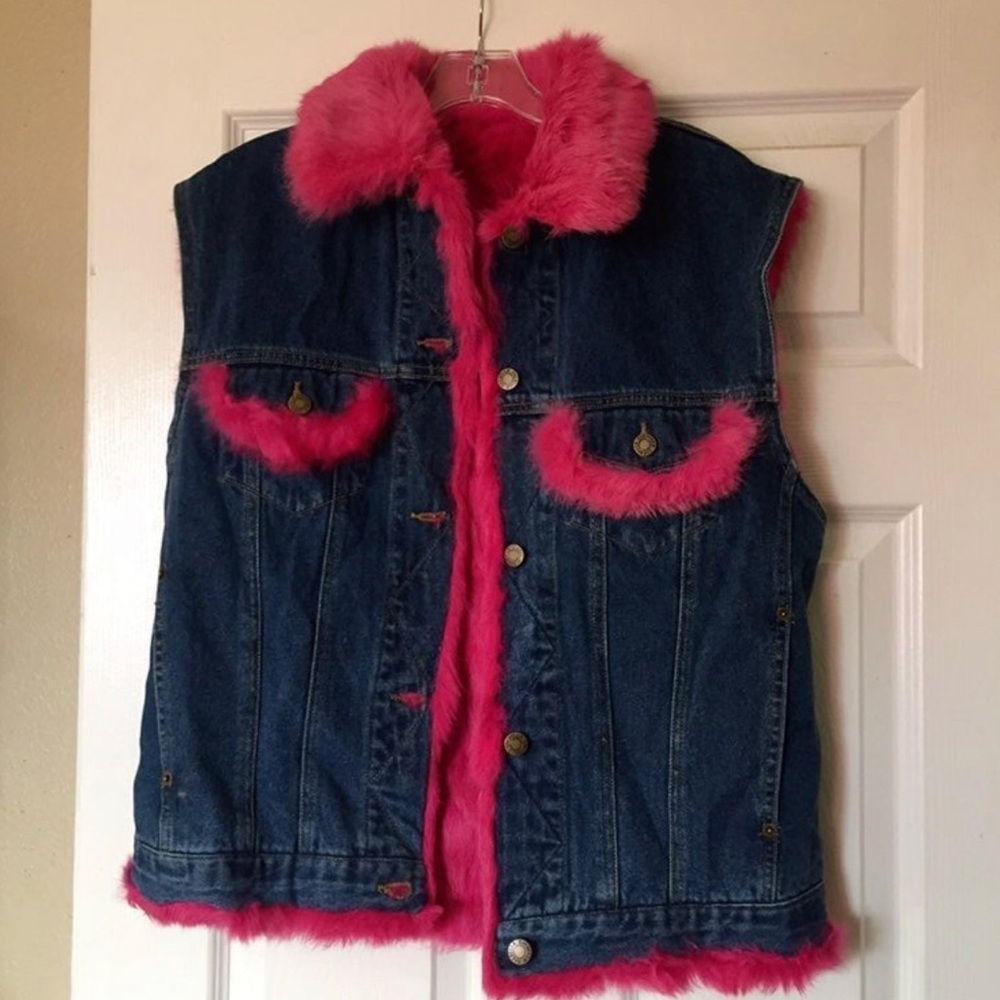 Pink denim vest